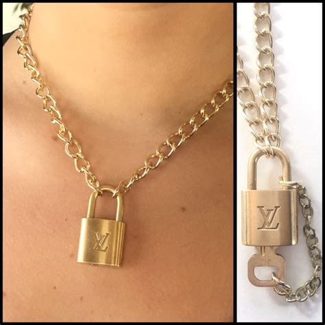 louis vuitton gold chain lock necklace|Louis Vuitton necklace price.